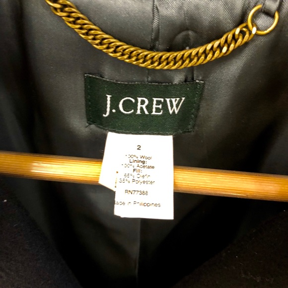 J. Crew Black Pea Coats 100% Wool - Picture 6 of 7